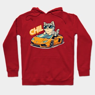 Cool Cat Cruisin': Chillin' in a Lamborghini Ride Hoodie